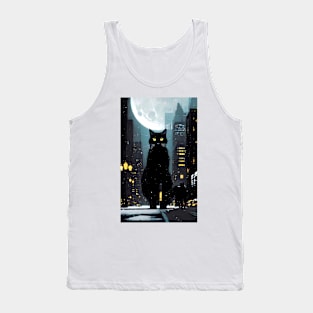 Black yule Cat at night 7 Tank Top